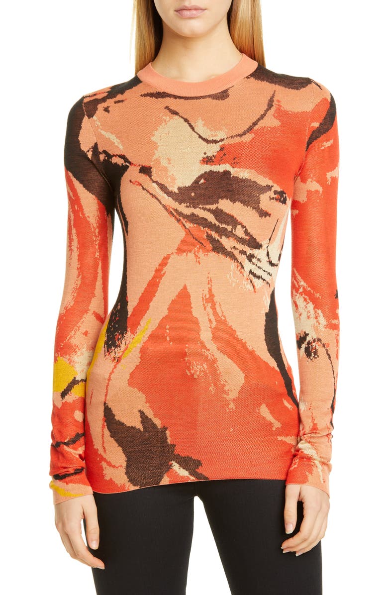 Proenza Schouler Marocaine Silk Jacquard Sweater, Main, color,