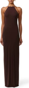 Naked Wardrobe Floral Chiffon Tassel Halter Neck Maxi Dress