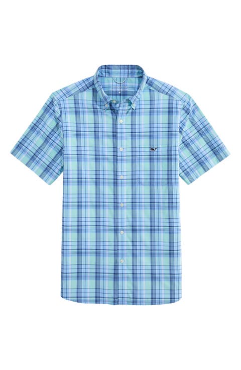 Plaid Short Sleeve UPF 30+ Button-Down Shirt
