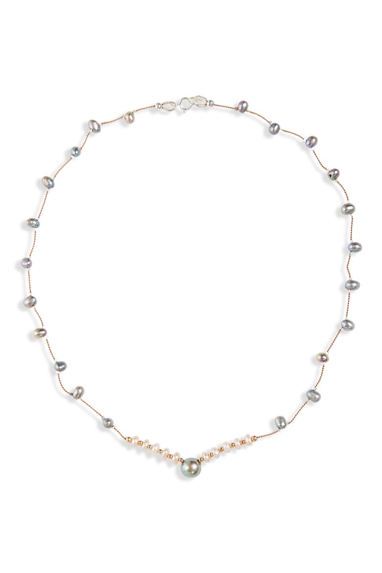 Desnuda Freshwater Pearl Station Necklace, Main, color, SHIELD