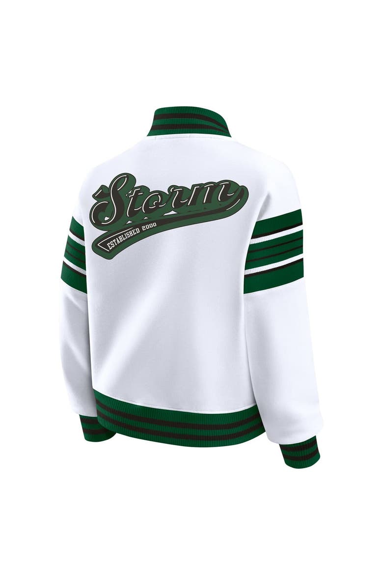 Women's WEAR by Erin Andrews White/Green Seattle Storm Full-Snap Fleece Sweatshirt Jacket, Alternate, color, White