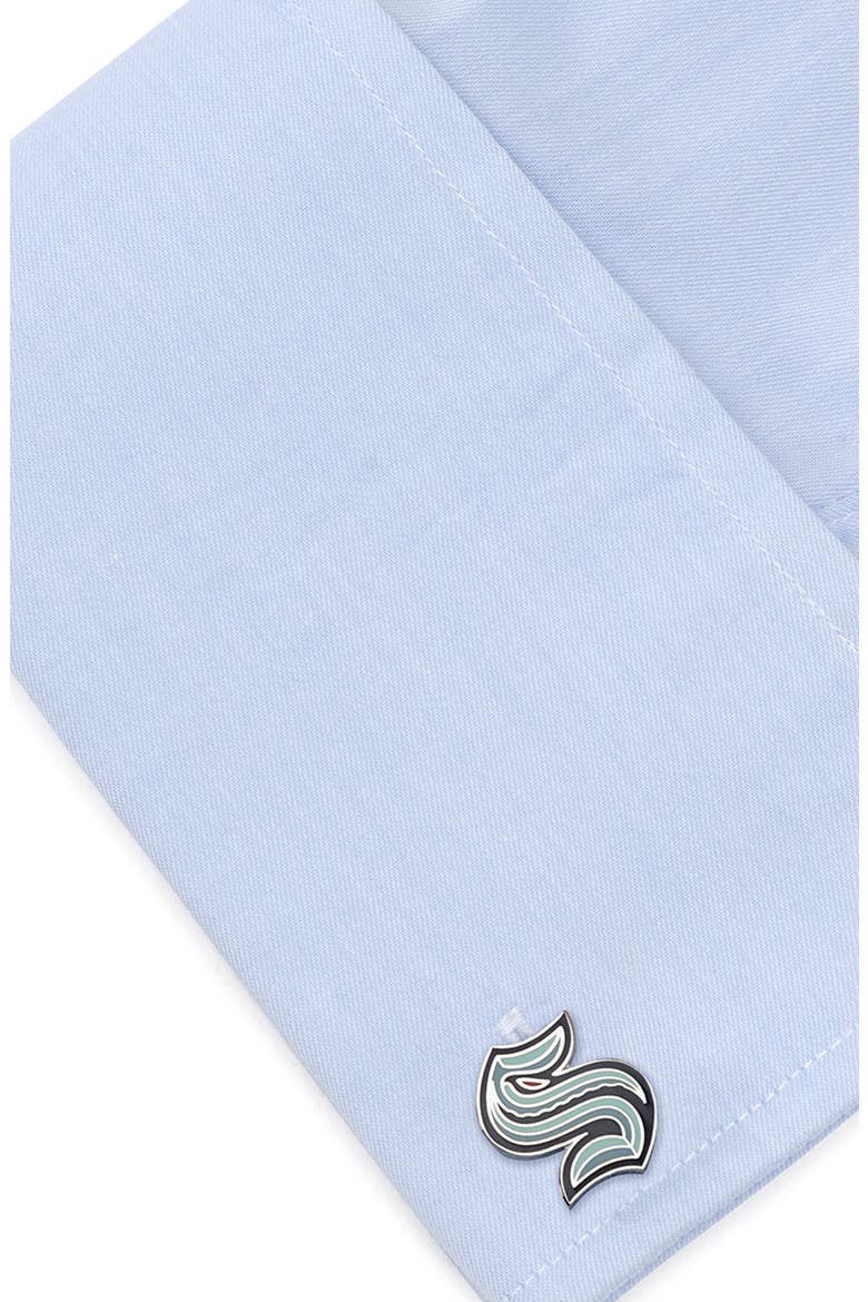 Seattle Kraken Cuff Links, Alternate, color, TURQUOISE