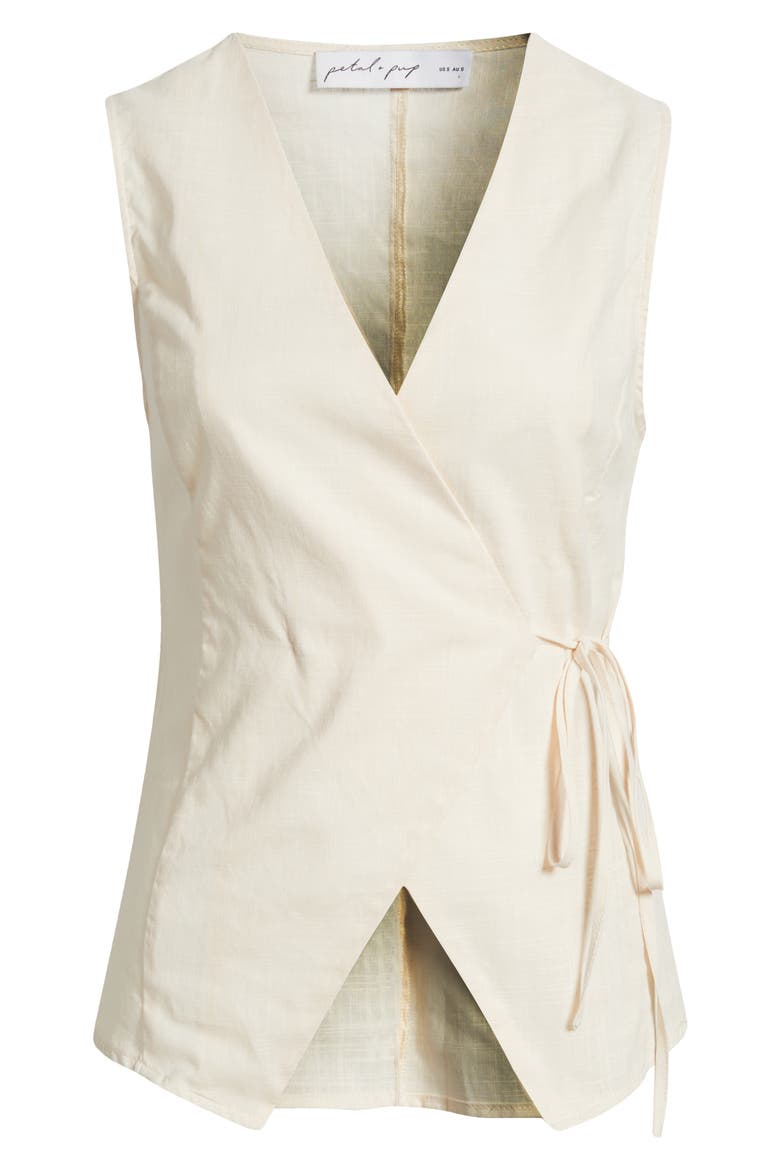 Vanni Wrap Front Cotton Top, Alternate, color, CREAM