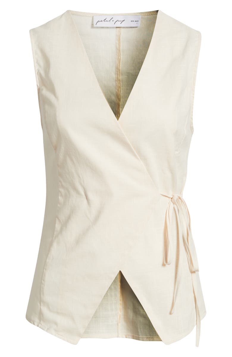 Petal & Pup Vanni Wrap Front Cotton Top, Alternate, color, Cream