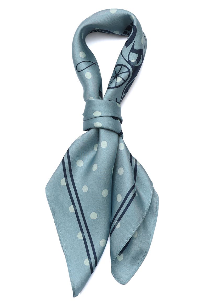 Horse & Carriage Polka Dot Silk Square Scarf, Alternate, color, BLUEBELL/ DEEP BLUE