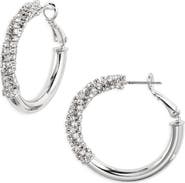 Nordstrom Polished Rhinestone Tube Hoop Earrings