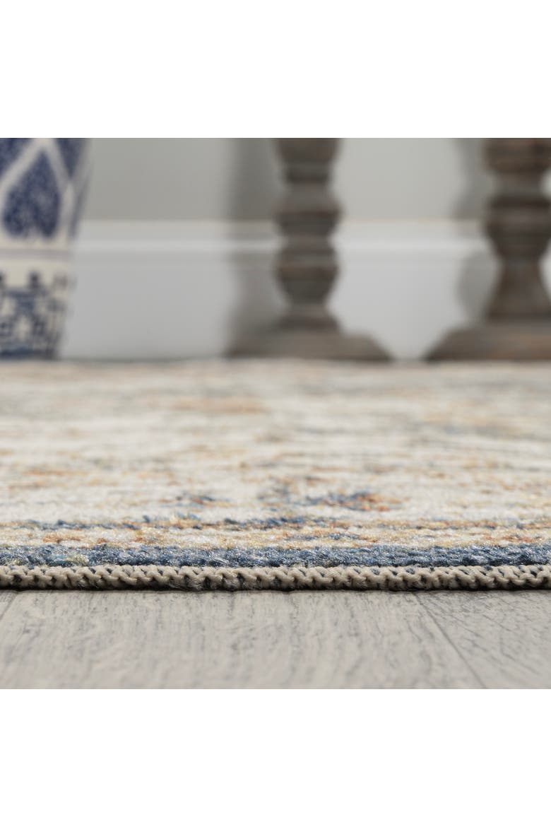 Keesha Bold Distressed Medallion Low-Pile Machine-Washable Area Rug, Alternate, color, Blue/Cream