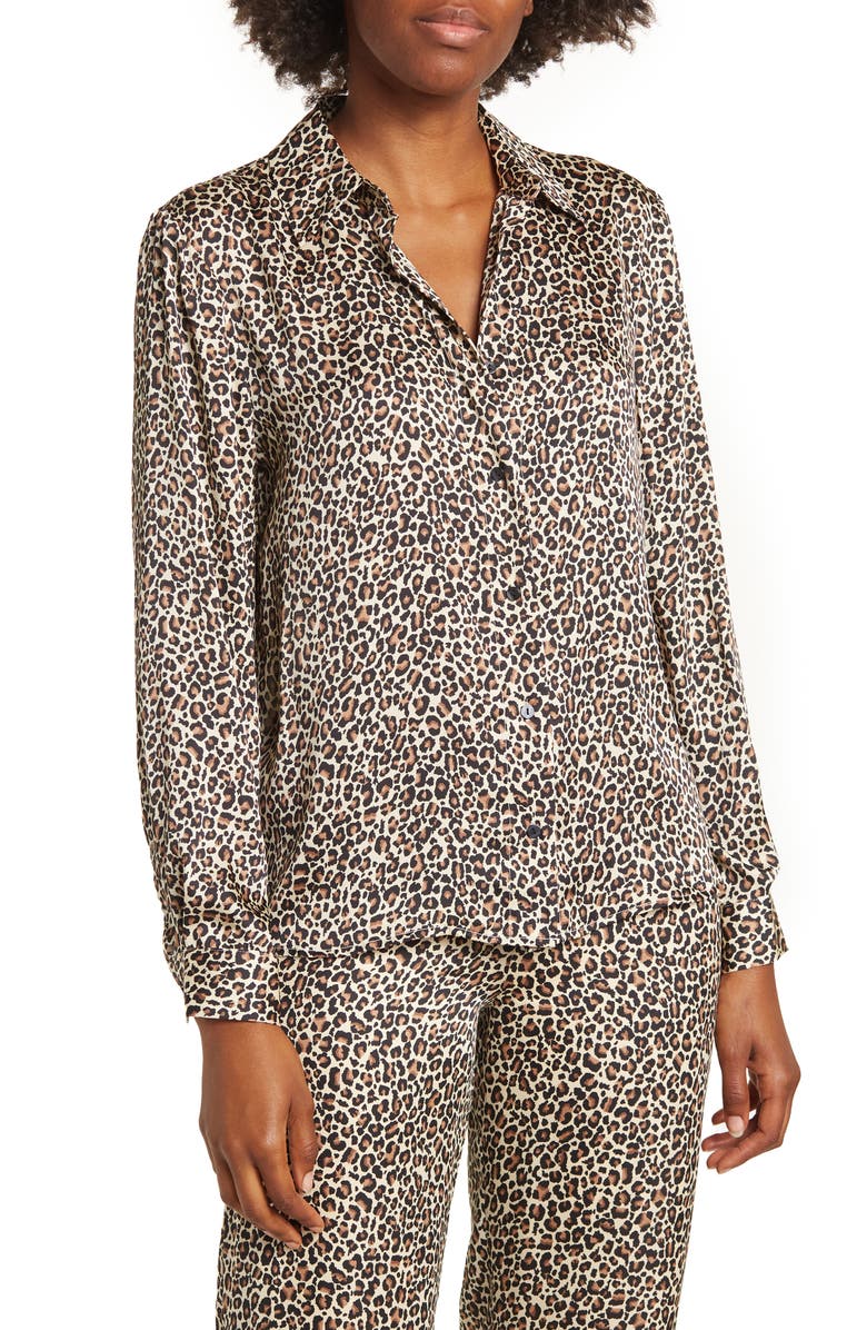 BY DESIGN Valerie Tie Front Blouse, Main, color, Spring Cheetah