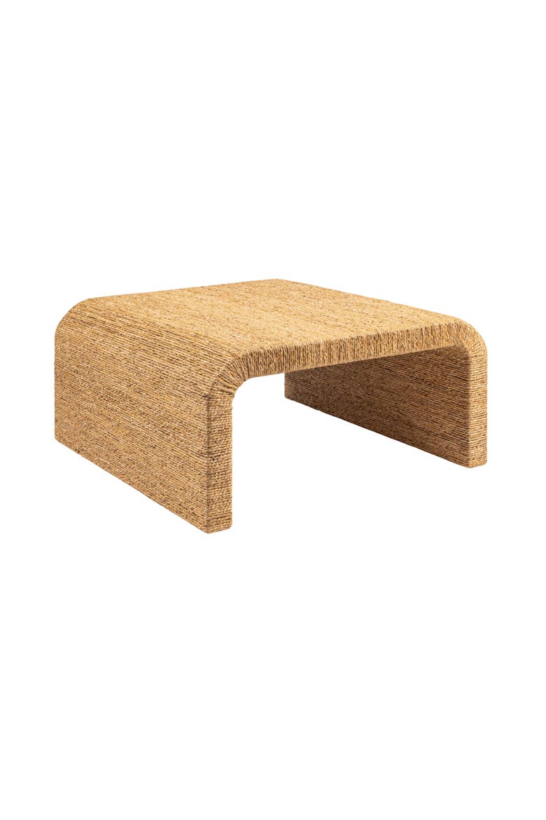 Woven Coffee Table with Waterfall Edge, Main, color, Natural