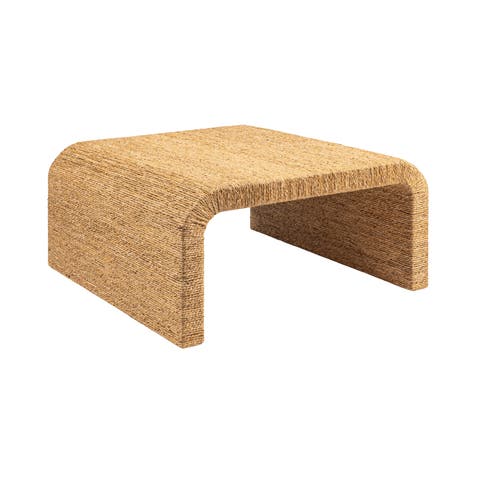 Woven Coffee Table with Waterfall Edge