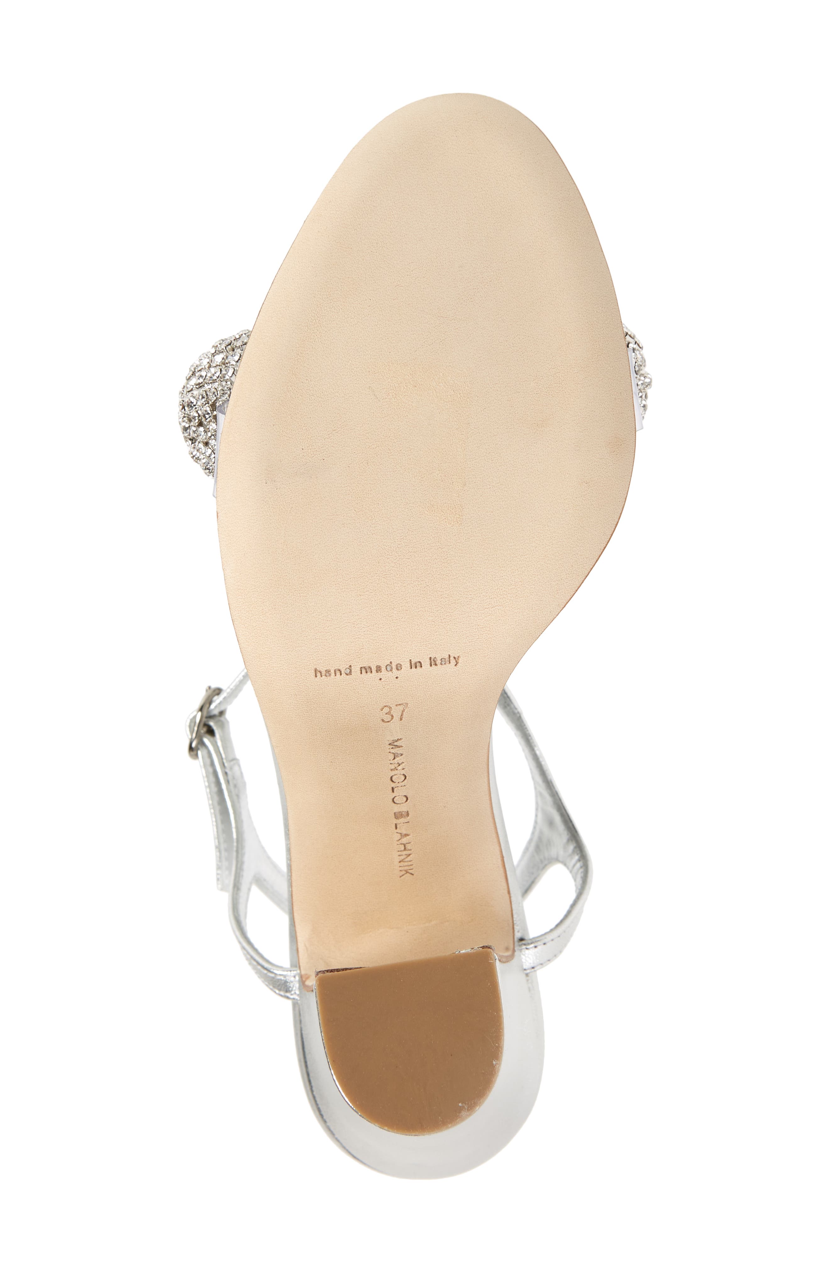 Manolo Blahnik Elhob Metallic Sandal, Alternate, color, 