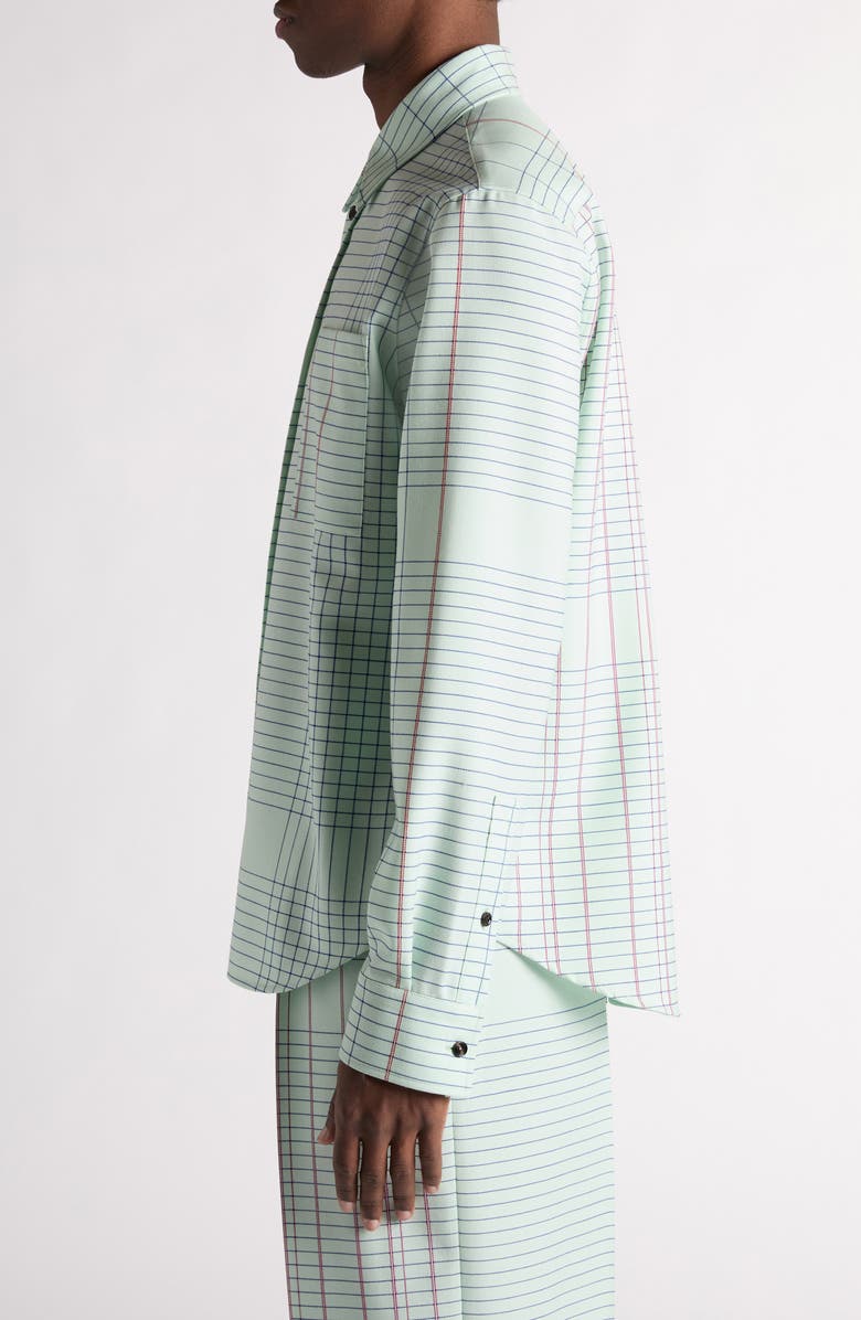 Bottega Veneta Notebook Wool Twill Button-Up Shirt, Alternate, color, 3883 Dewdrop/ Pink/ Blue