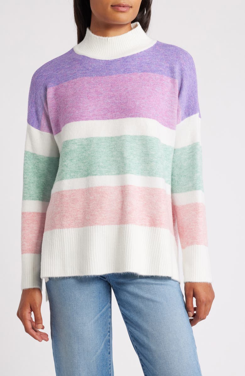 Hatley Stripe Mock Neck Tunic Sweater, Main, color, 