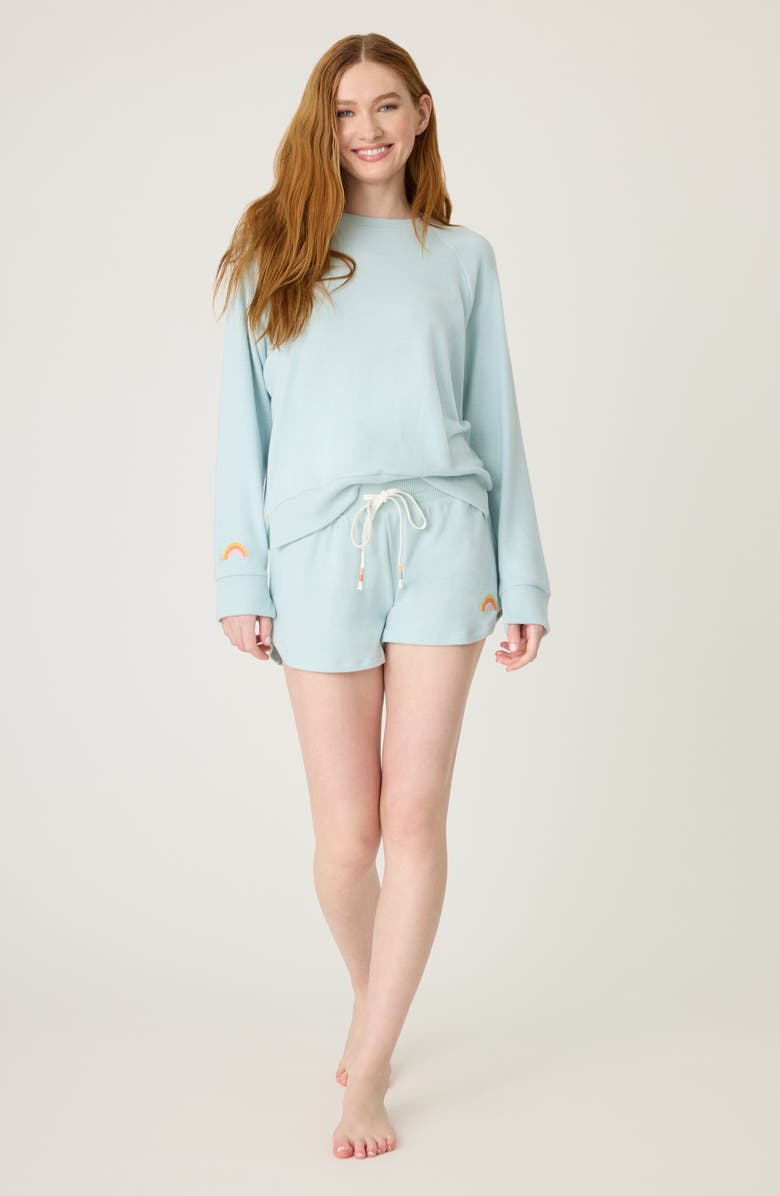 PJ Salvage Sunshine Mind Pajama Shorts, Alternate, color, Dusty Blue