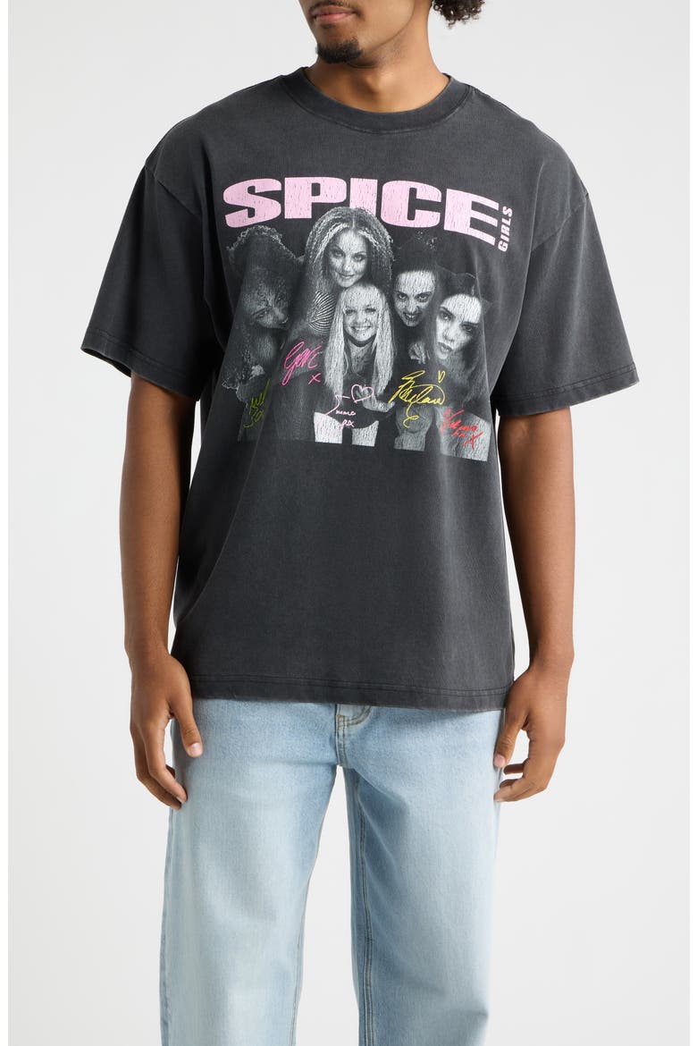 Spice Girls® Autograph Relaxed Fit Cotton Graphic T-Shirt, Main, color, BLACK WASH