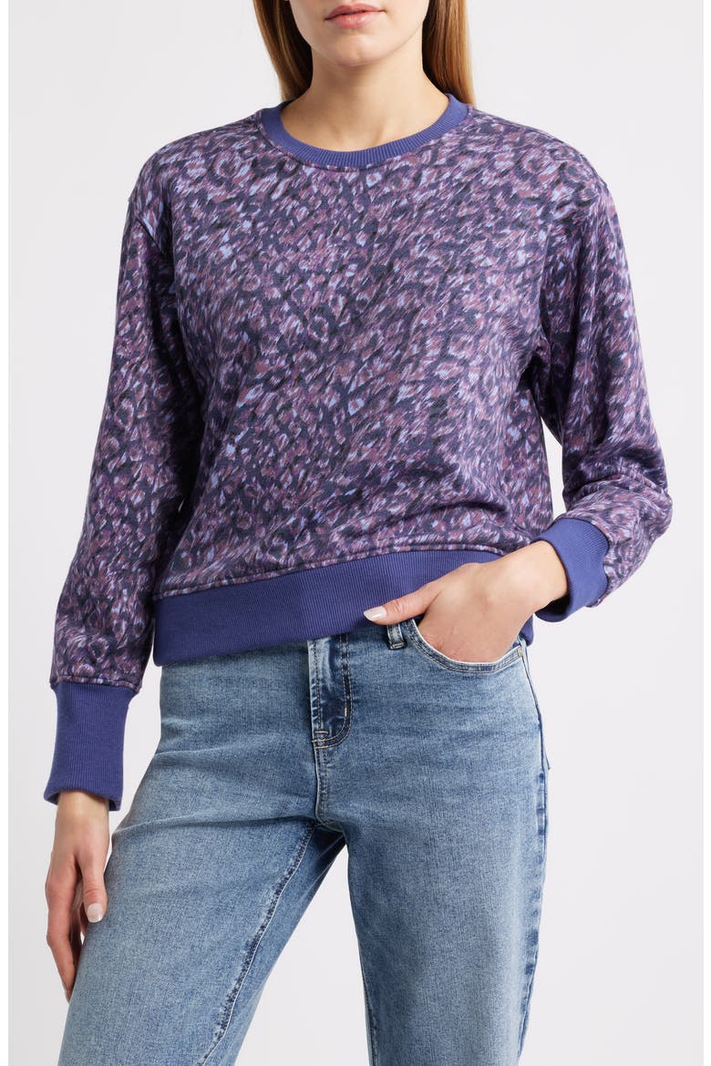 Classic Print Sweatshirt, Main, color, LAVENDER MIDNIGHT