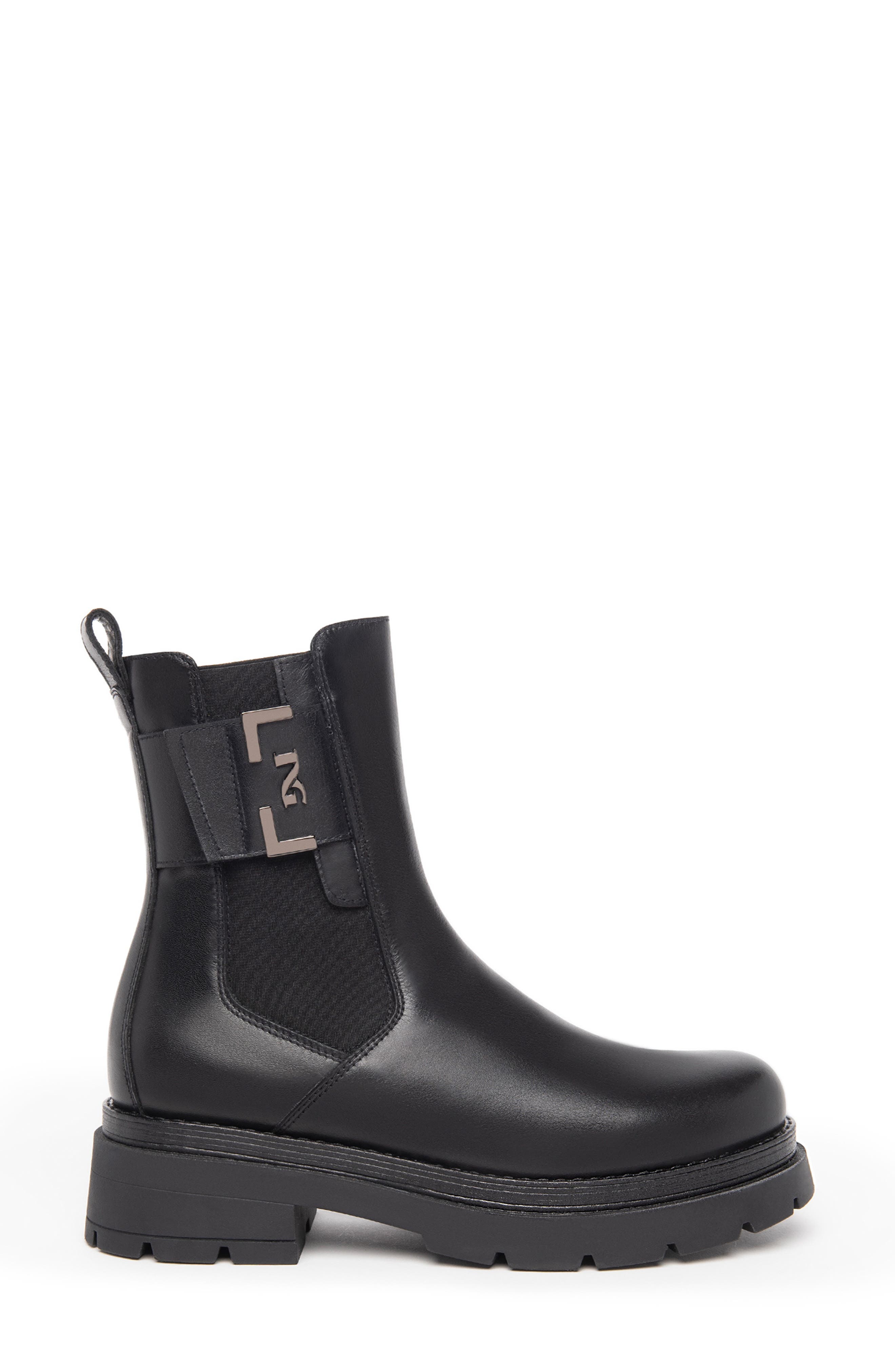NeroGiardini Logo Plate Lug Sole Chelsea Boot, Alternate, color, 