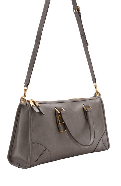 Mango Faux Leather Satchel In Gray