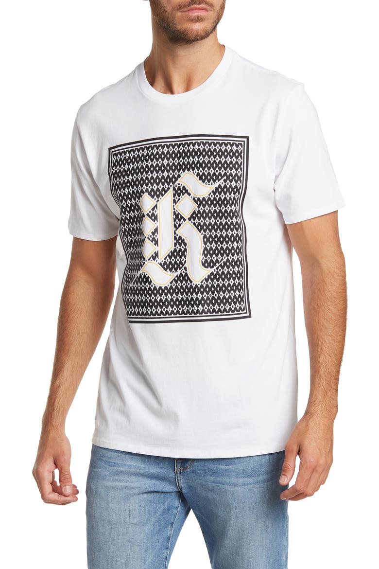 Framed Gothik Logo Crewneck Graphic Tee, Main, color, WHITE