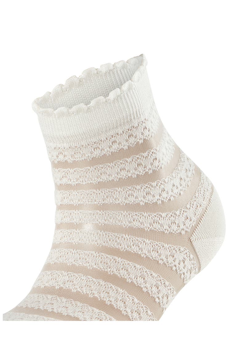 Stripe Border Lace Ankle Socks, Alternate, color, OFF-WHITE