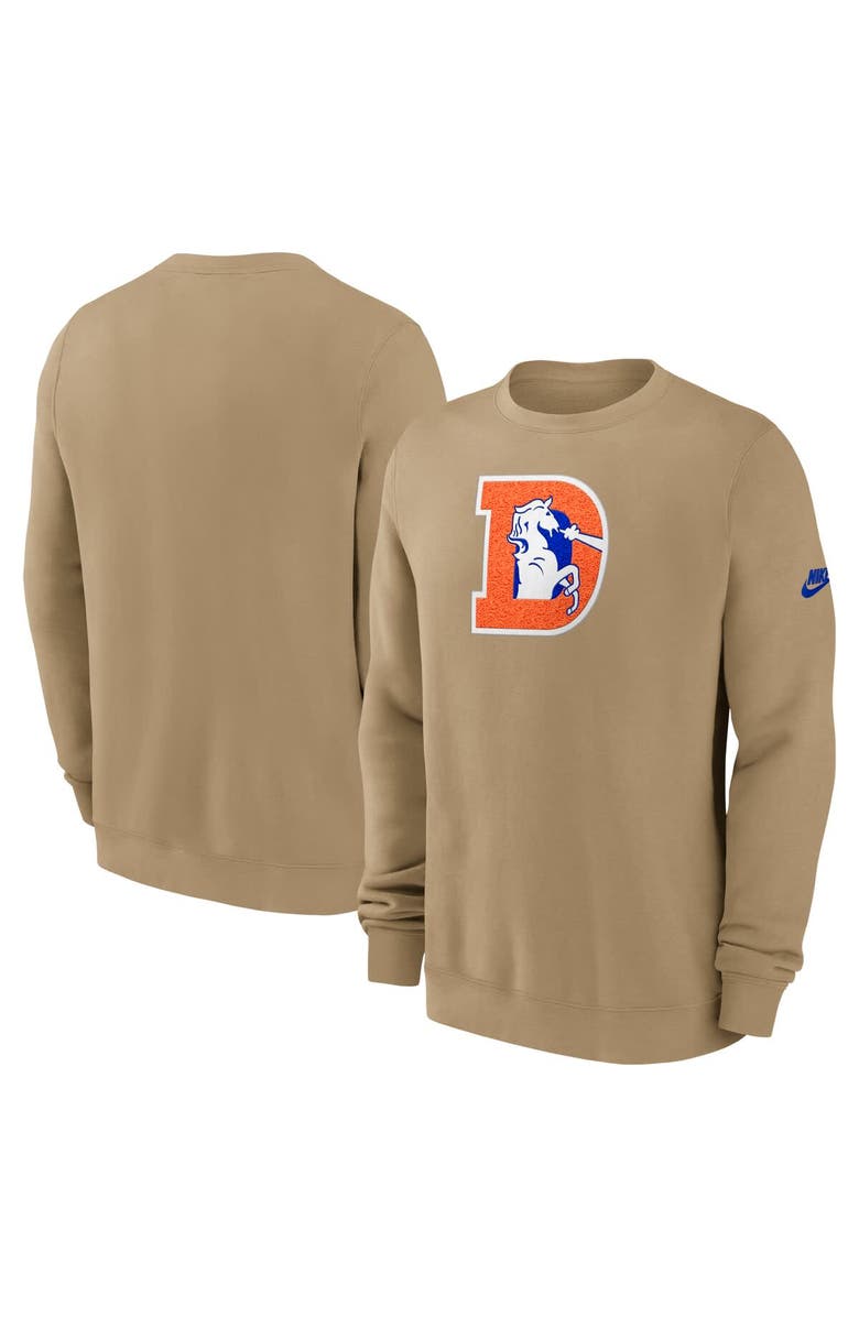 Nike Men's Nike Tan Denver Broncos Swing Pass Rewind Club Pullover Sweatshirt, Alternate, color, 