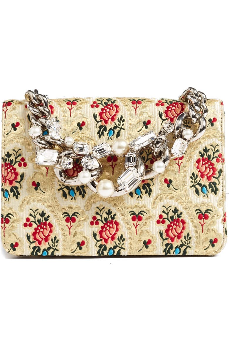 Miu Miu 'Evening' Floral Mogador Shoulder Bag, Main, color,