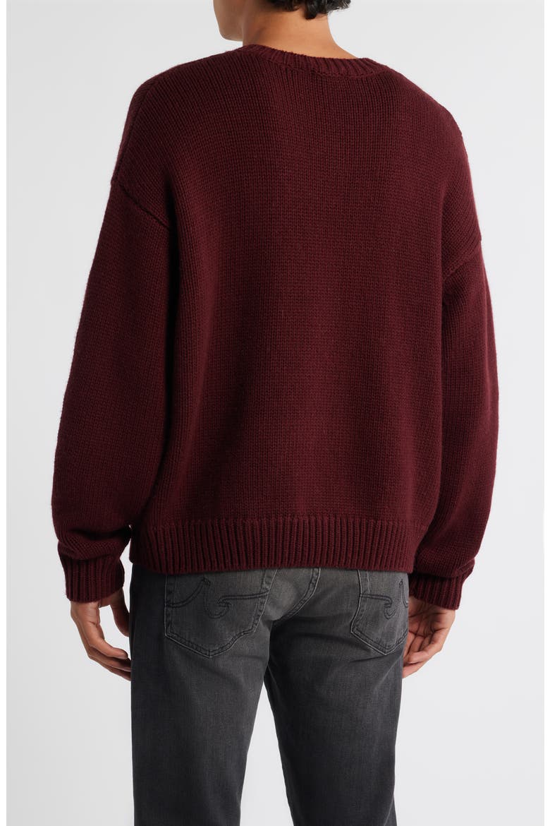 Oversize Wool & Cashmere Crewneck Sweater, Alternate, color, BURGUNDY