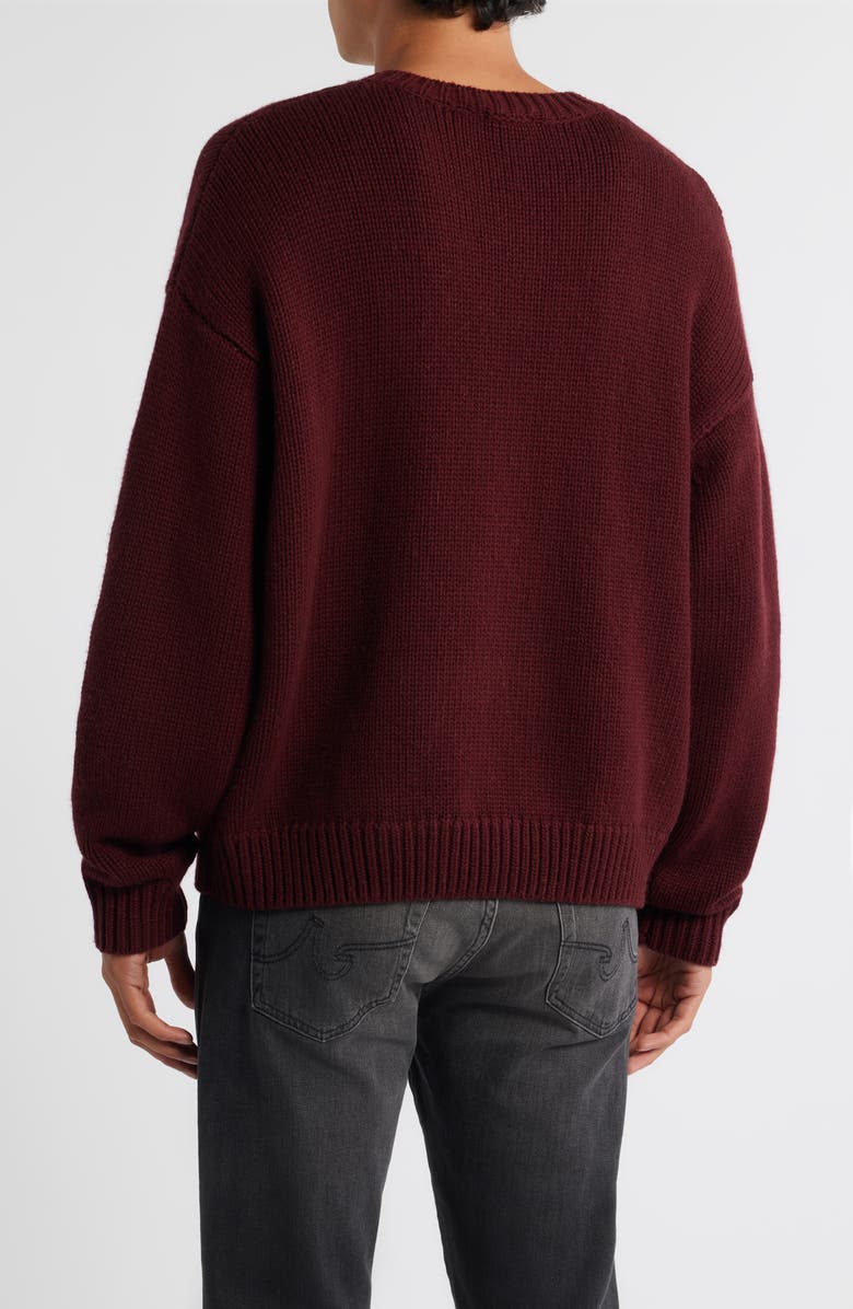 FRAME Oversize Wool & Cashmere Crewneck Sweater, Alternate, color, Burgundy