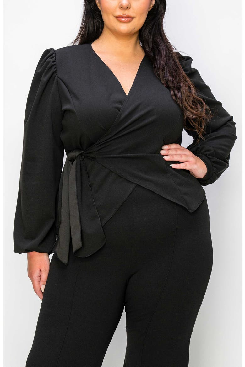 Yelena Wrap Top, Alternate, color, BLACK