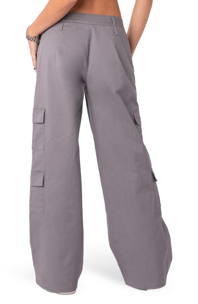EDIKTED Zaria Stretch Cotton Cargo Pants, Alternate, color, Gray