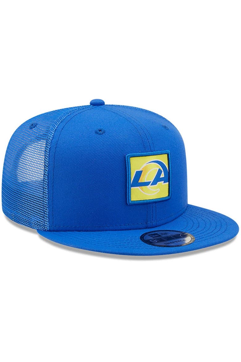 Men's New Era Royal Los Angeles Rams Gridlock Trucker 9FIFTY Snapback Hat, Alternate, color, Royal