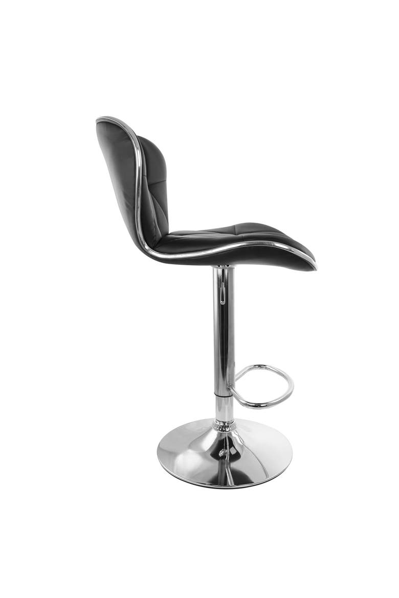 2 Piece Diamond Tufted Faux Leather Adjustable Bar Stool, Alternate, color, Black