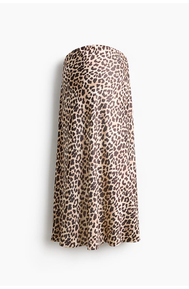H&M Mama Satin Slip Skirt, Main, color, Beige/Leopard Print
