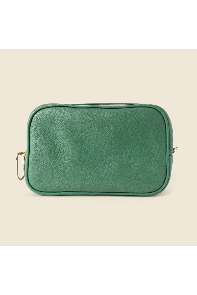 Large Leather Cosmetic Bag, Main, color, Green