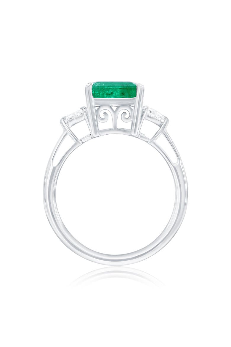 14K White Gold 2.40ct Emerald & 0.28cttw Diamond Ring, Alternate, color, Green