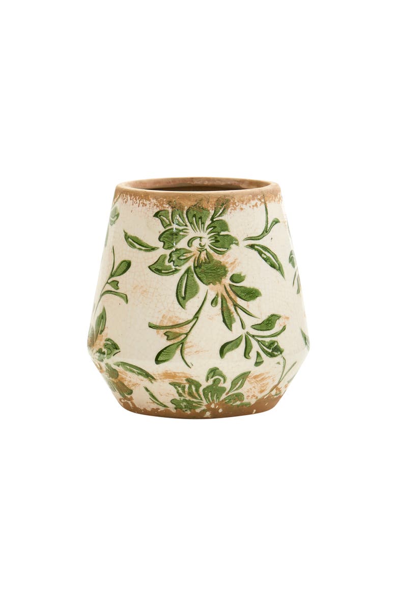 5.5-in Tuscan Ceramic Green Scroll Planter, Main, color, Green