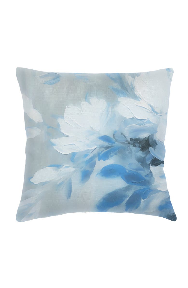 Anaya Brushstroke Floral Blue Linen Euro Pillow 26x26 with Down Alternative Insert, Main, color, Blue
