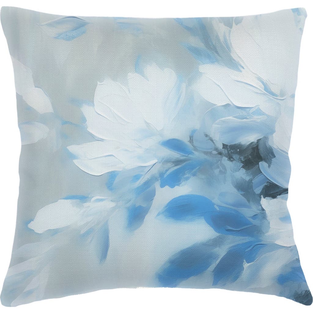 Anaya Brushstroke Floral Linen Pillow With Down Insert In Blue