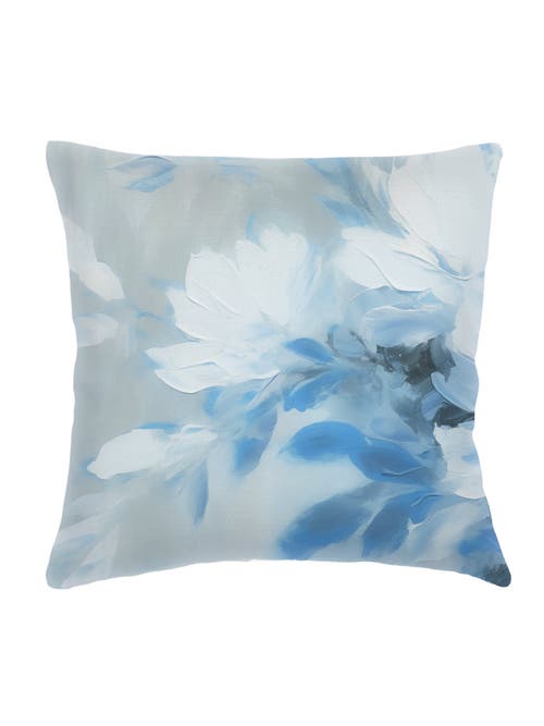 Anaya Brushstroke Floral Linen Pillow With Down Alternative Insert In Blue