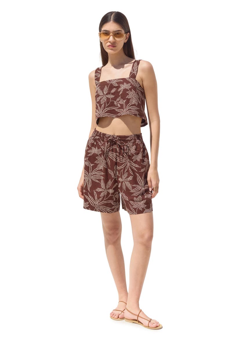 Terra Square Neck Printed Crop Top Cover-Up, Alternate, color, Multi-Brown