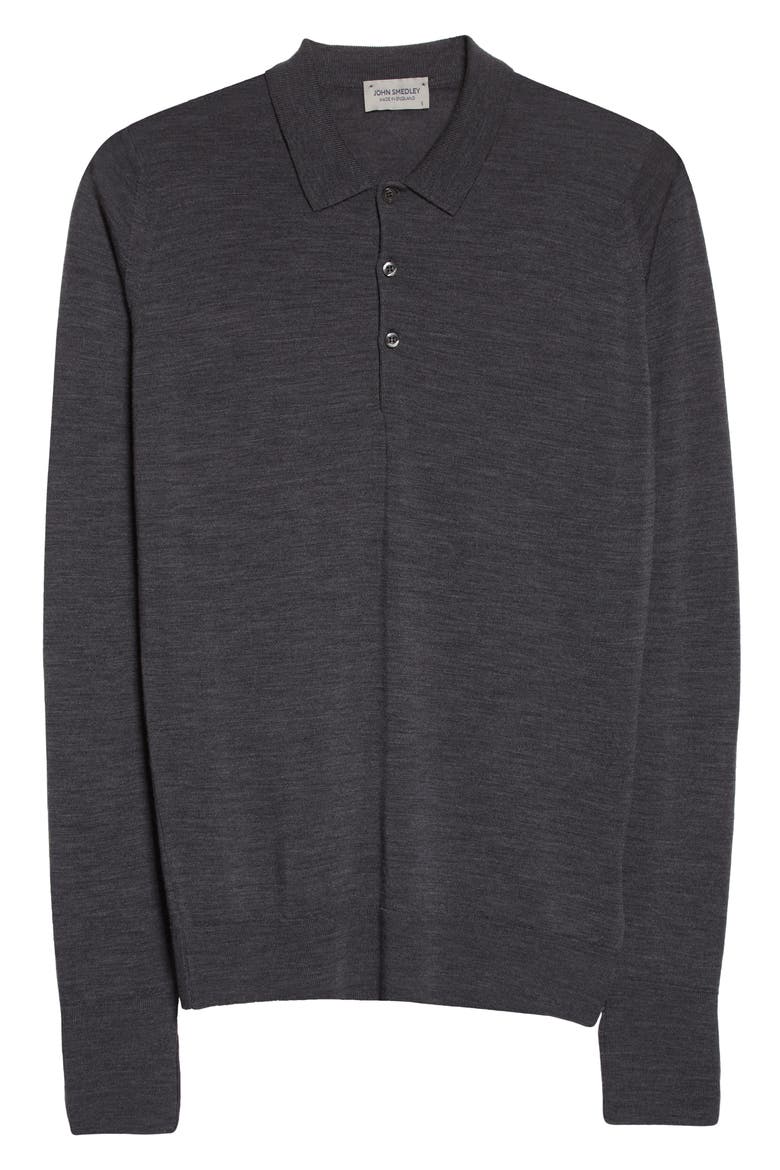 Cotswold Wool Polo Sweater, Alternate, color, CHARCOAL