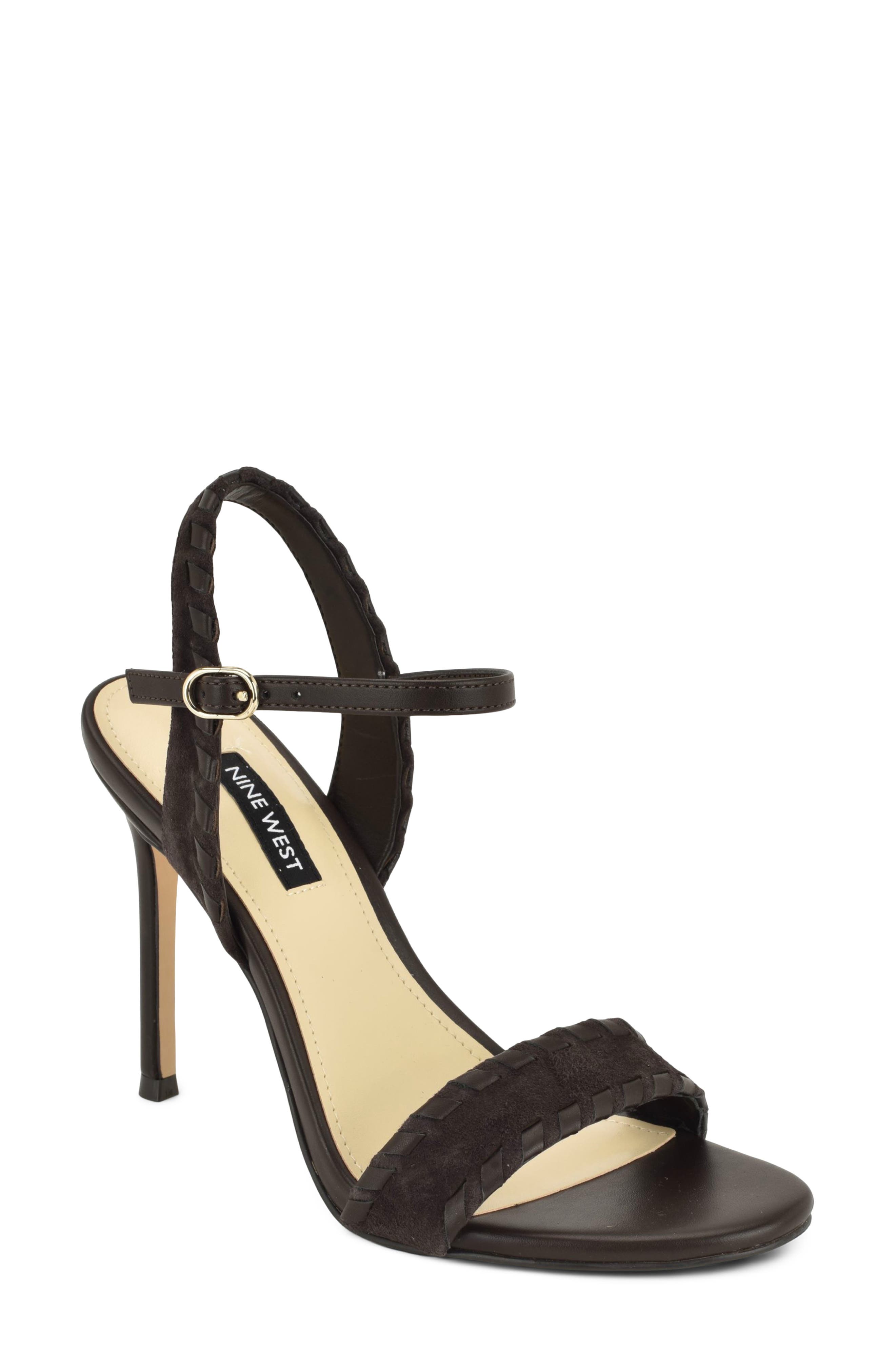 Maora Ankle Strap Stiletto Sandal, Main, color, DARK BROWN