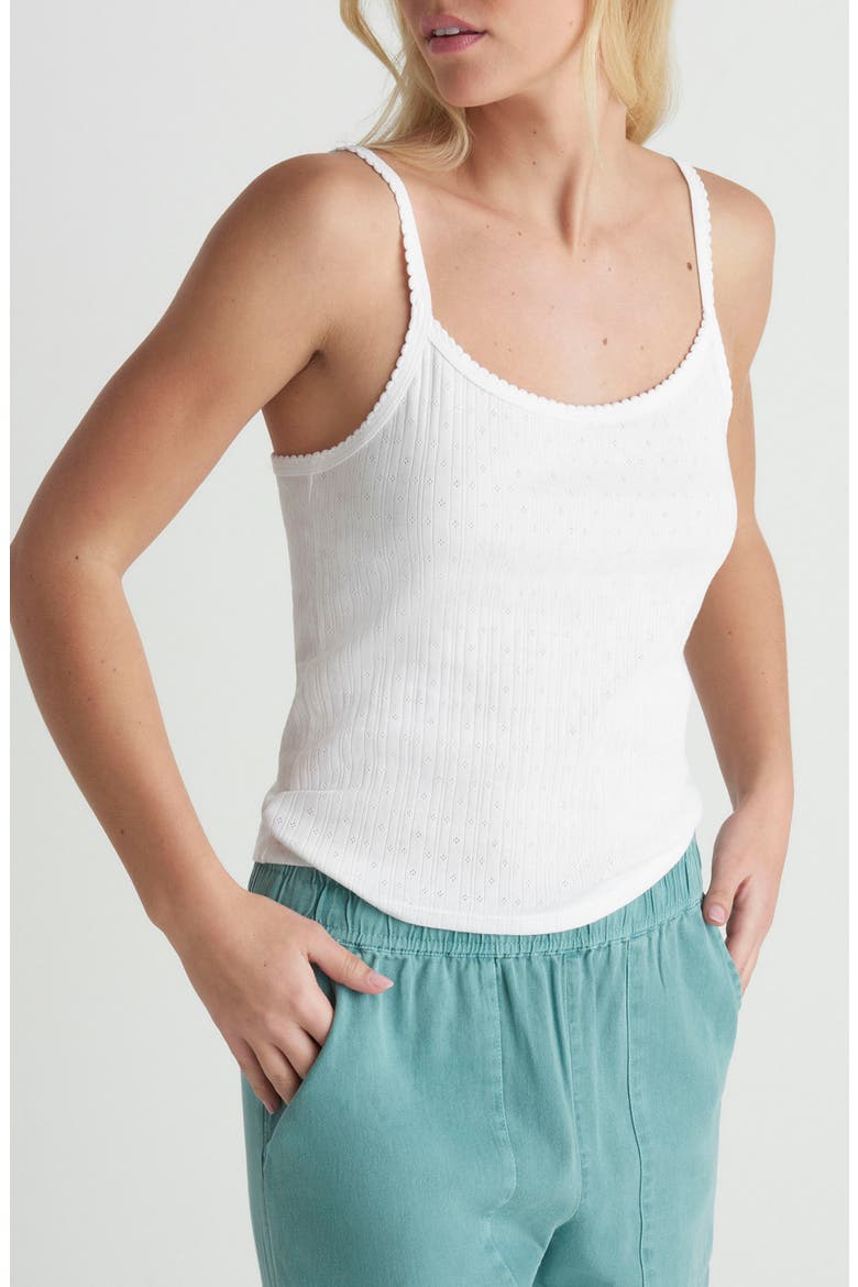 Simple Joys Pointelle Cotton Tank, Alternate, color, WHITE