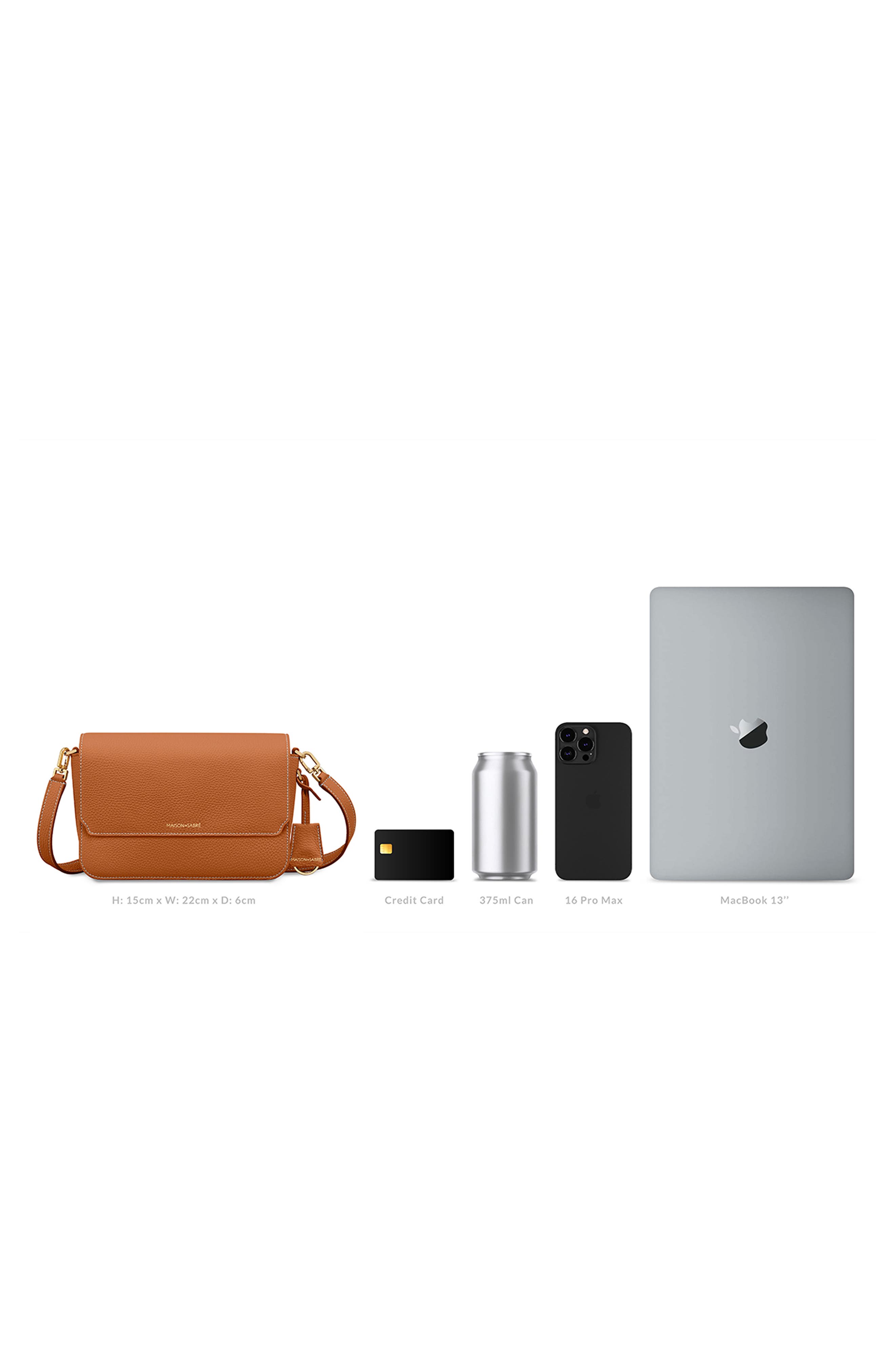 Medium Leather Flap Bag, Alternate, color, Pecan Brown