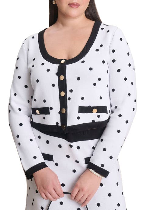 Cropped Intarsia Knit Jacket (Plus Available)