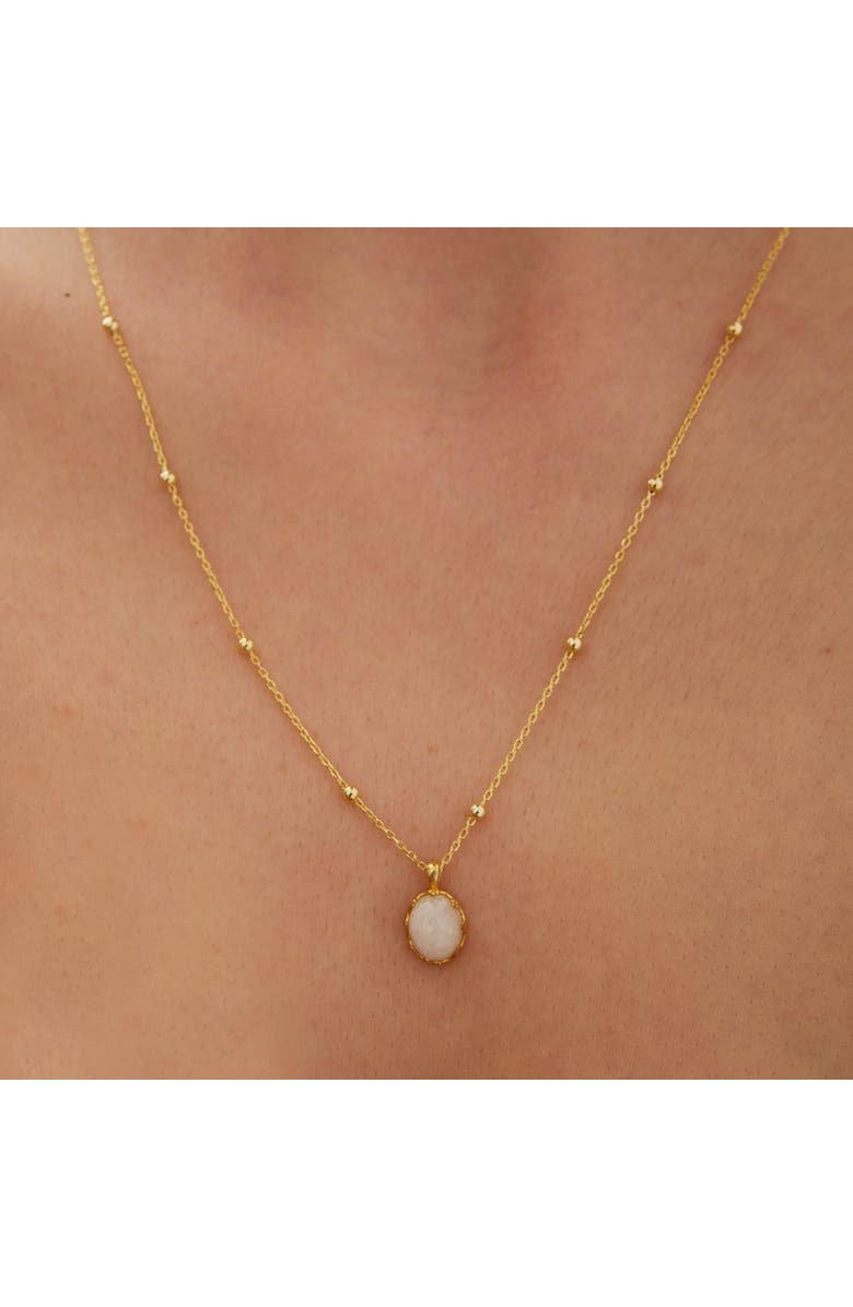 Spero London White Moonstone Sterling Silver Pendant Necklace With Beaded Chain, Alternate, color, Gold