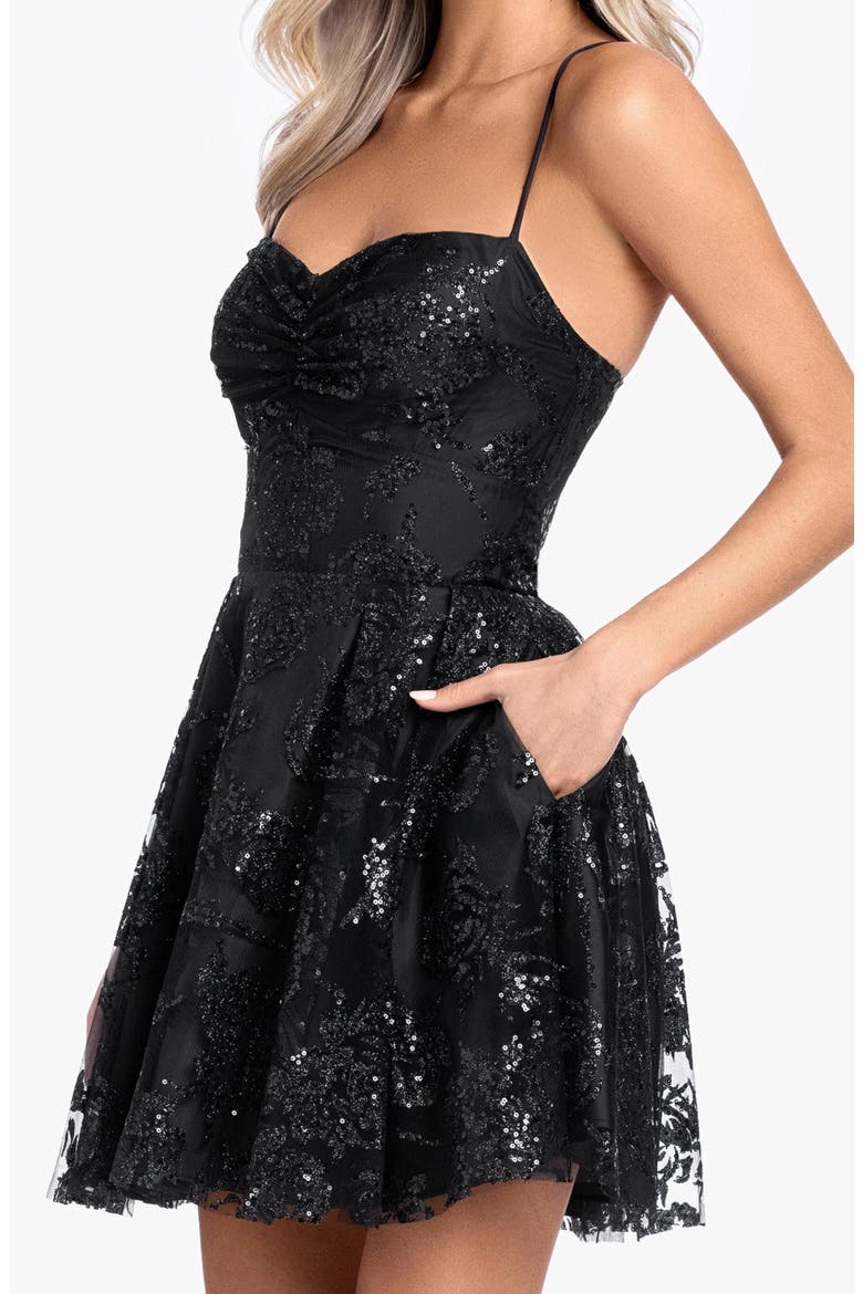 Pinch Glitter Party Minidress, Alternate, color, BLACK