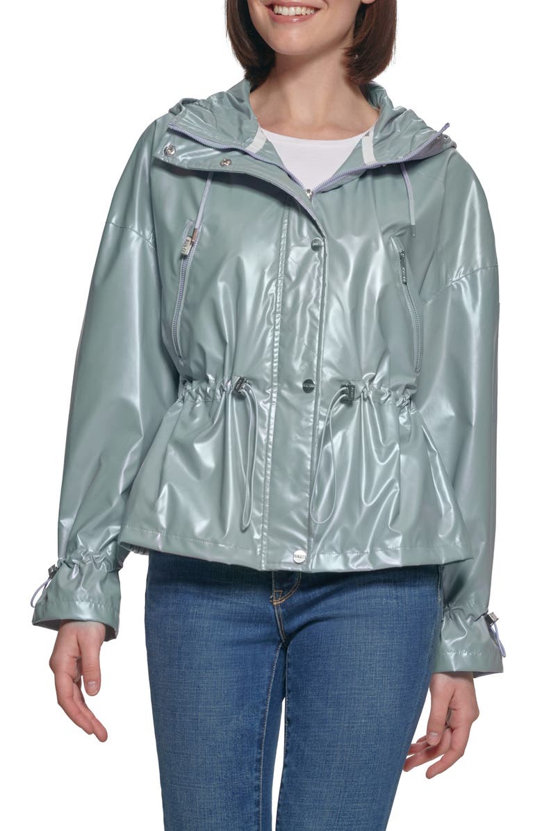 GUESS Hooded Holographic Anorak Rain Coat, Main, color,