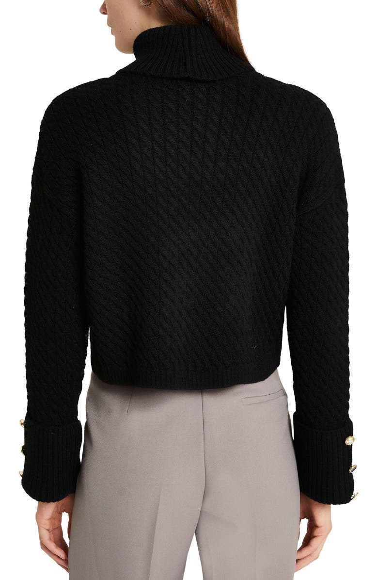River Island Crop Turtleneck Cable Knit Sweater, Alternate, color, 
