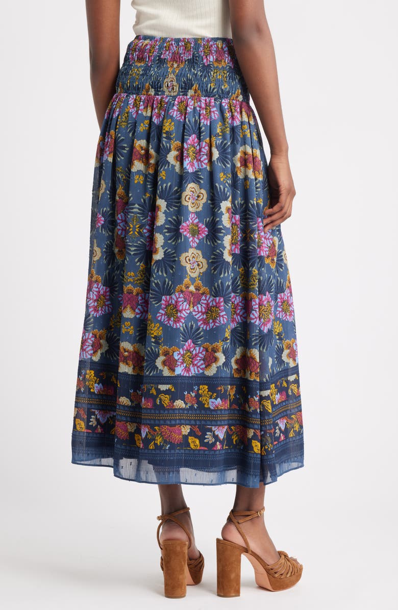 Treasure & Bond Smocked Wiast Maxi Skirt, Alternate, color, Green Gables Blooming Border